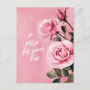 Rosa ros SORRY FOR LOSS ANPASSNINGSBAR Condolments Vykort