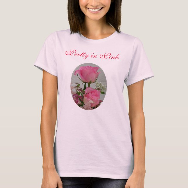 Rosa ros söt i rosor tee shirt (Framsida)