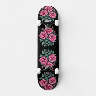 Rosa Ros Söta Blommor Mini Skateboard Bräda 18,5 Cm
