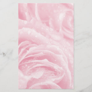 Rosa ros-stationeriet med mousserande egenskaper brevpapper