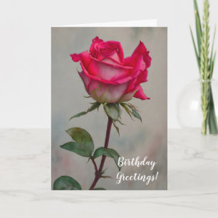 Rosa ros Stem Flower Art Birthday Card Kort
