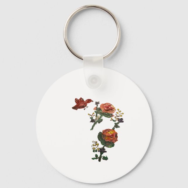 Rosa ros Sticker Nyckelring (Framsida)