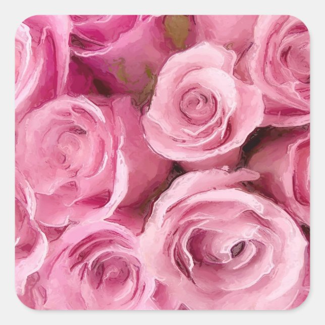Rosa ros Stickers Fyrkantigt Klistermärke (Framsida)