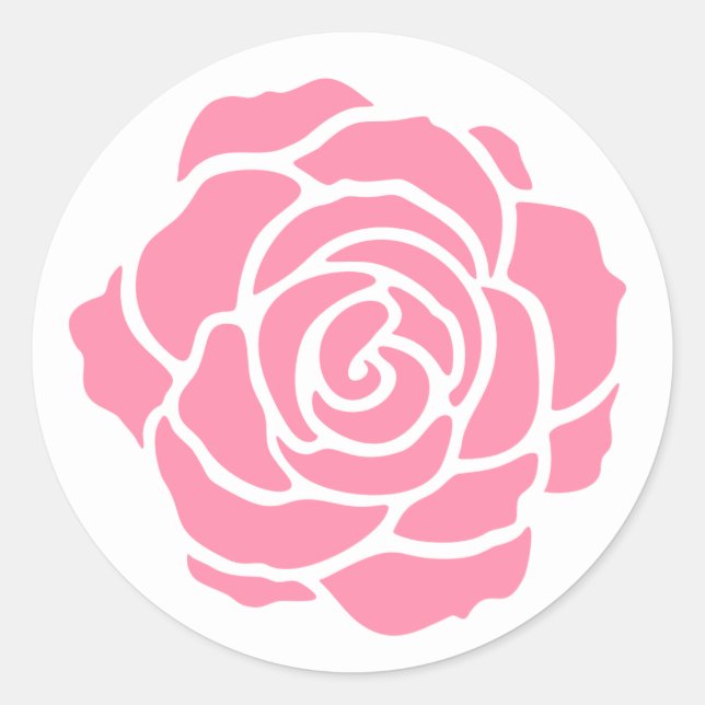 Rosa ros Stickers Runt Klistermärke (Framsida)