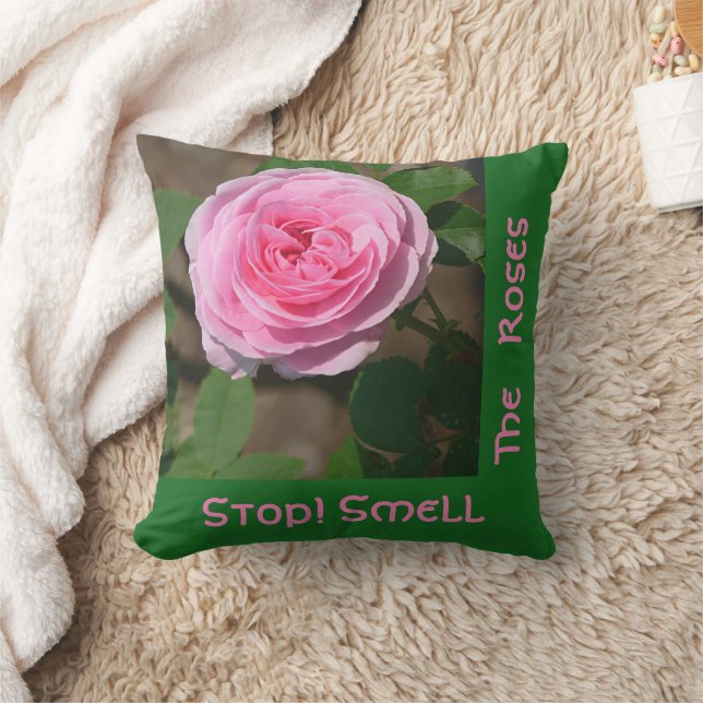 ROSA ROS /STOP! SMELL RO/ROSA OCH GRÖNT KUDDE (Filt)