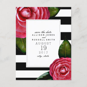 Rosa ros stripe Bröllop spara datum Meddelande Vykort