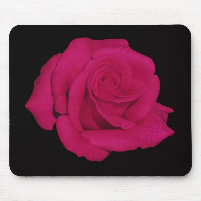 Rosa ros svart bakgrundsmousepad (gåvor) musmatta (Framsidan)