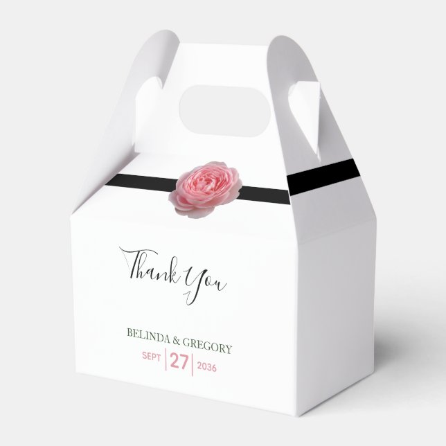 Rosa ros svart band bröllop presentaskar (Framsidan Sidan)