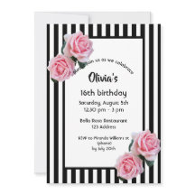 Rosa ros svart vit rand Söt 16