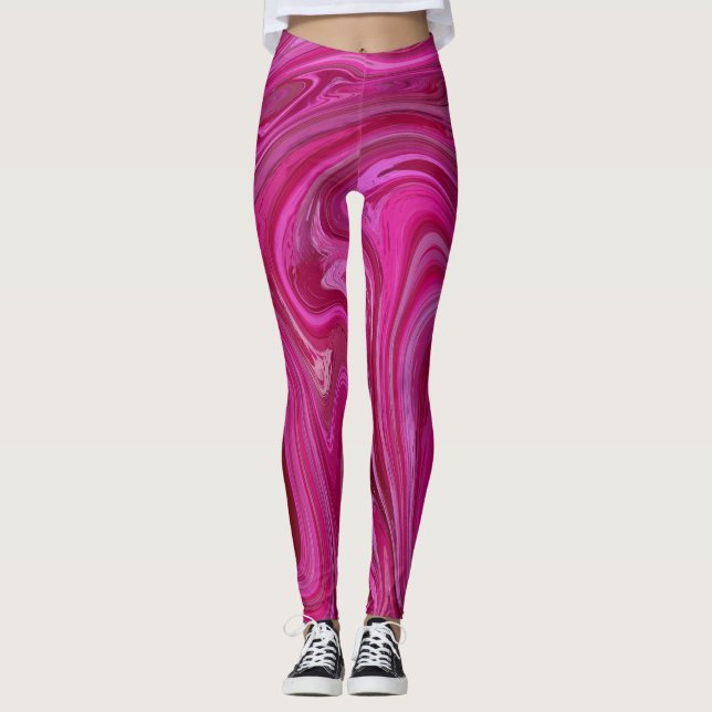 Rosa ros Swirls Leggings (Framsida)