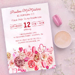 Rosa ros Swirly Heart Valentine 21:a födelsedagen Inbjudningar<br><div class="desc">Flickflickor i alla åldrar kommer att kärlek denna femininindesign. Söt rosa vattenfärgen ro och vitaktiga hjärtan skapar perfektens 21-årsinbjudan till februari eller Alla hjärtans dag-födelsedag. Den mjuka vattenfärgen i rosa tvättar ramar perfekt text och bilder. Baksidan är lika söt som framsidan. Ett stort hjärta lägger till en annan beröring av...</div>