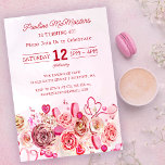 Rosa ros Swirly Heart Valentine 40:e födelsedagen Inbjudningar<br><div class="desc">Flickflickor i alla åldrar kommer att kärlek denna femininindesign. Söt rosa vattenfärgen ro och vitaktiga hjärtan skapar perfektens 40-årsinbjudan för en februari eller Alla hjärtans dag-födelsedag. Den mjuka vattenfärgen i rosa tvättar ramar perfekt text och bilder. Baksidan är lika söt som framsidan. Ett stort hjärta lägger till en annan beröring...</div>
