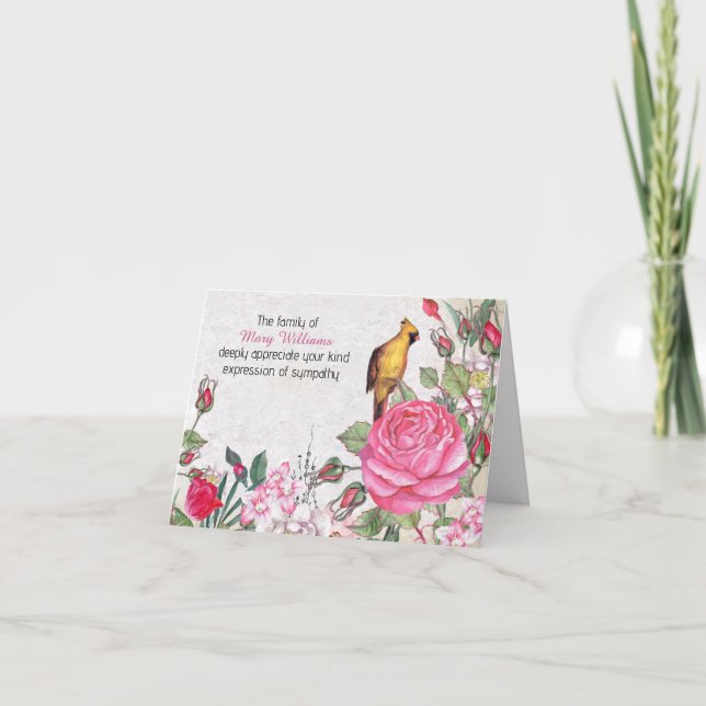 Rosa ros Sympathy Tack Kort (Framsida)