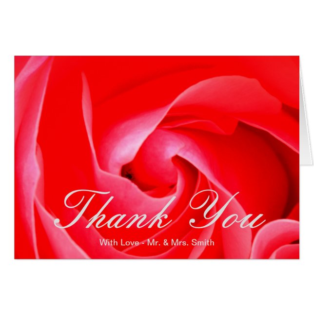 Rosa ros Tack Hälsningskort (Framsidan Horizontal)