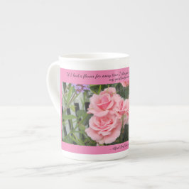 Rosa ros Tankar om dig Bone China Mugg Benporslin Mugg