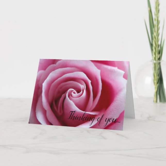 Rosa ros tänker på dig kort (Framsida)