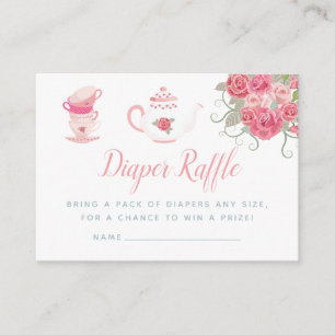 Rosa ros Tea Party Baby Shower Raffle Tilläggskort