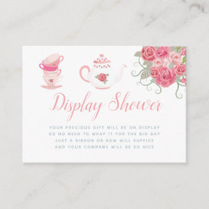 Rosa ros Tea Party Baby Shower Visning Shower Tilläggskort