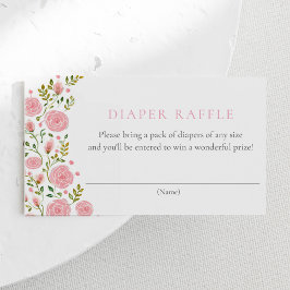 Rosa ros Tea Party Diaper Raffle Tilläggskort