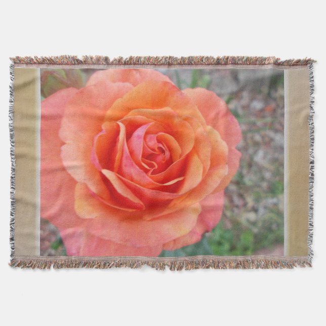 Rosa ros Throw Blanket Filt (Framsidan)