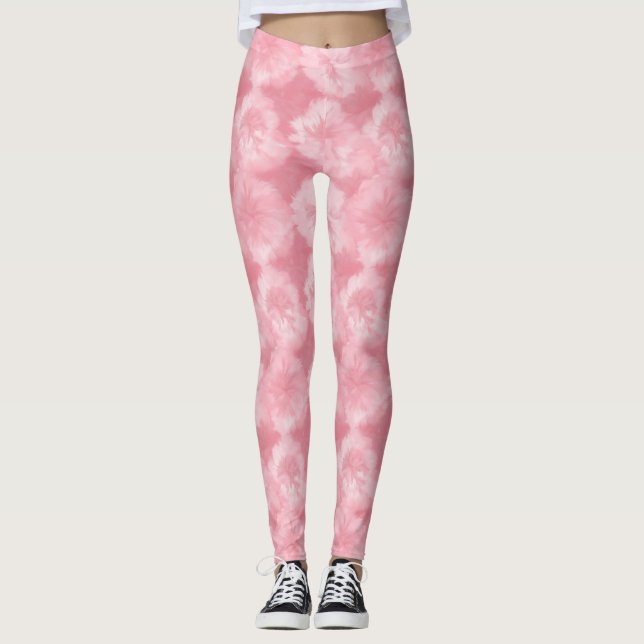 Rosa ros Tie Dye dekorativa Leggings (Framsida)