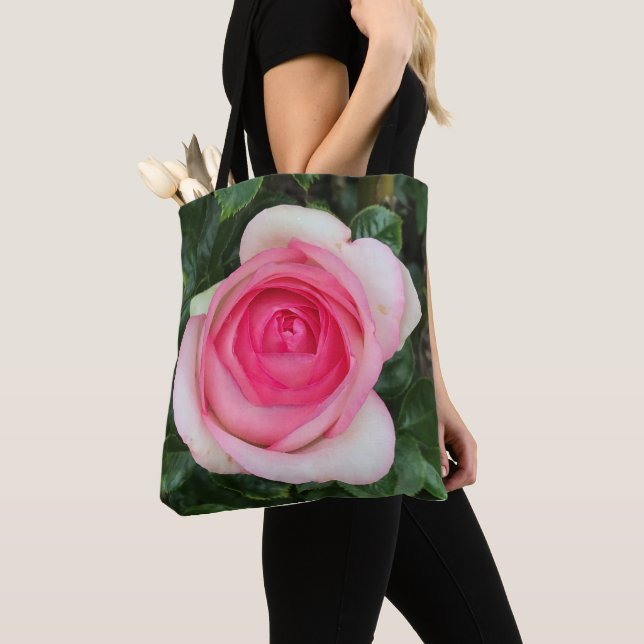 Rosa ros Tote Bag Tygkasse (Närbild)
