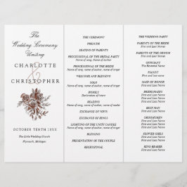  rosa ros trefaldigt bröllopsprogram