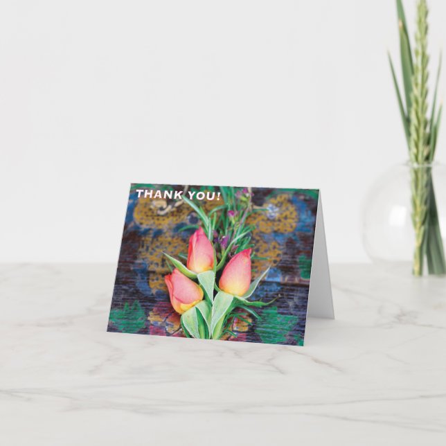 Rosa ros Trio, tack - anteckningskort (Framsida)