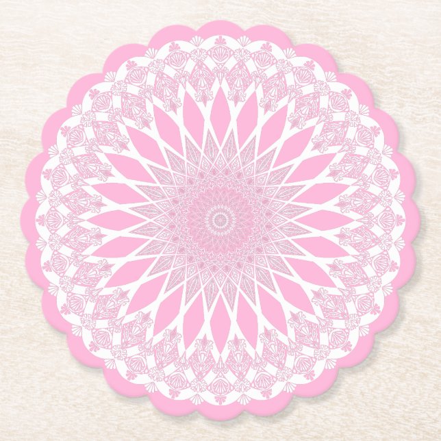 Rosa ros Tristyns Mandala Underlägg Papper (Framsida)