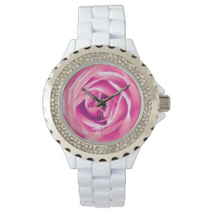 Rosa ros-utskrift armbandsur