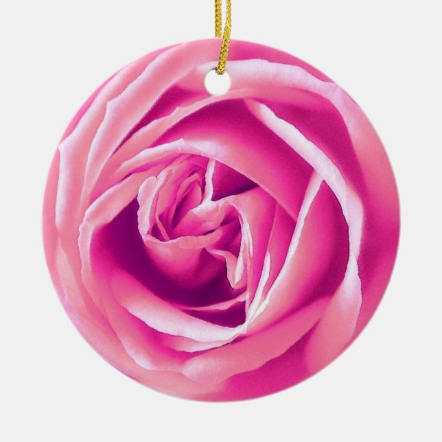 Rosa ros-utskrift julgransprydnad keramik (Framsidan)