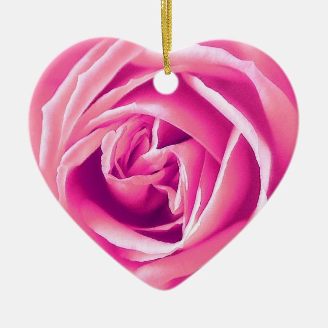 Rosa ros-utskrift julgransprydnad keramik (Framsidan)