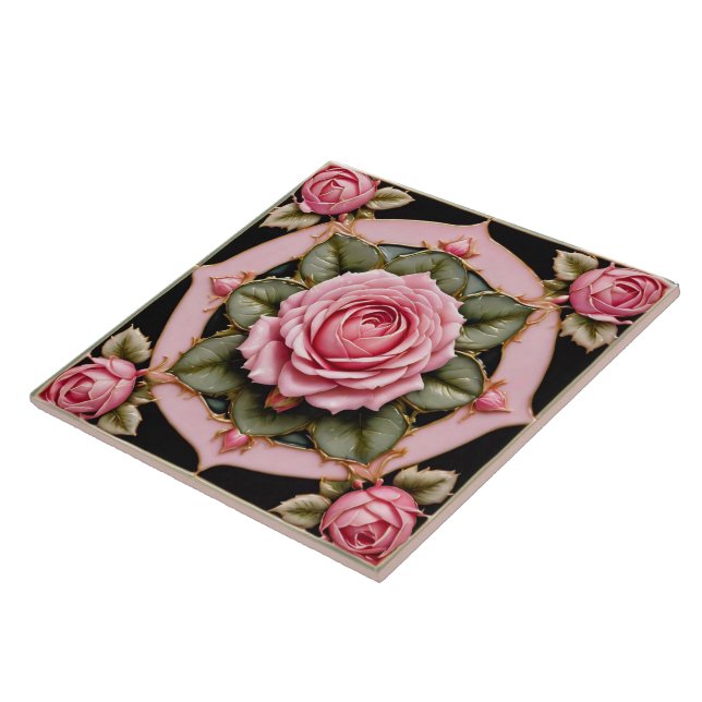 Rosa ros Vackert Trendig Collection Kakelplatta (Sidan)