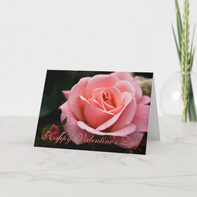Rosa ros •, Valentin kort för daghälsning (Framsida)