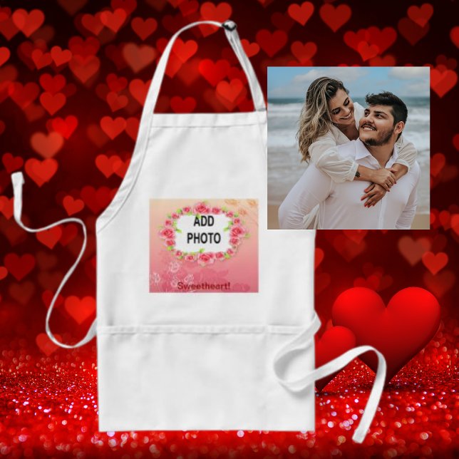 Rosa ros Valentine Lägg till ditt foto Förkläde (Skapare uppladdad)