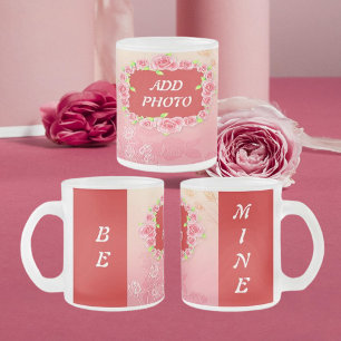 Rosa ros Valentine Lägg till ditt foto Frostad Glasmugg