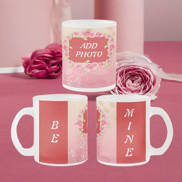 Rosa ros Valentine Lägg till ditt foto Frostad Glasmugg