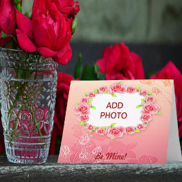 Rosa ros Valentine Lägg till ditt foto Helgkort