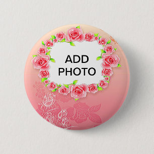 Rosa ros Valentine Lägg till ditt foto Knapp