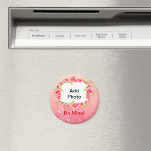 Rosa ros Valentine Lägg till ditt foto Magnet