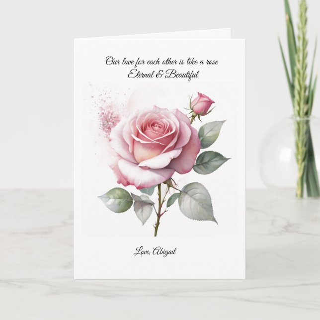 Rosa ros Valentinkort för henne/honom Helgkort (Framsida)