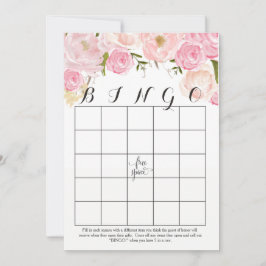 rosa ros vattenfärgsblommor Shower Bingo Cards