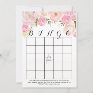 rosa ros vattenfärgsblommor Shower Bingo Cards