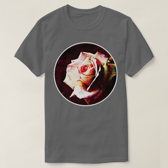Rosa ros vattenfärgsfärgning 1 t shirt (Design framsida)
