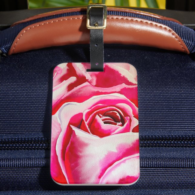 Rosa ros vattenfärgskonst bagagebricka (Framsida Insitu 2)