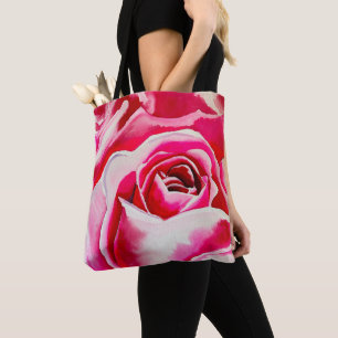Rosa ros vattenfärgskonst tygkasse