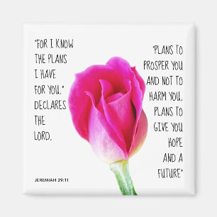 rosa ros, vers från Jeremiah 29:11 Magnet