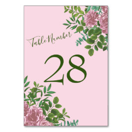 Rosa ros Vintage bröllop Bordsnummer