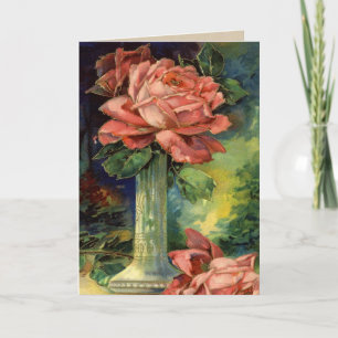 Rosa ros Vintage Valentine Helgkort