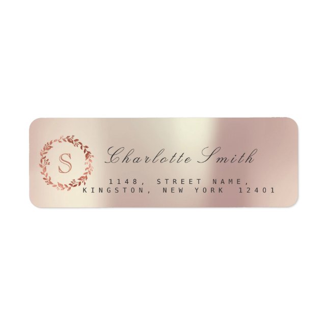  Rosa ros VIP Monogram-Returetiketter Returadress Etikett (Framsidan)